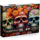 Day of The Dead Sugar Skull Puzzles for Adults 1000 Pieces, Halloween Puzzles 1000 Pieces, PICKFORU Flower Skeleton Puzzle as Skeleton Halloween Decor, Dia De Los Muertos Jigsaw Puzzle Grateful Dead