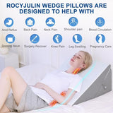 ROCYJULIN Wedge Pillow for Sleeping, 9 & 12 Inch Adjustable Memory Foam Incline Elevated Pillow Wedge, Triangle Wedge Pillows for After Surgery, Acid Reflux and Snoring, Dark Grey & White