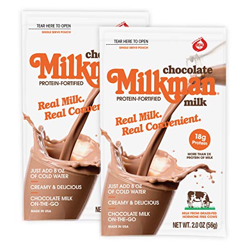 MILKMAN Chocolate Milk Powder - Dry Milk Powder - Real Milk, Real Convenient with 18g of Protein - Contains Vitamins A&D, Natural Dry Milk - Shelf Stable, Hormone Free, Kosher, Easy to Store - Made in the USA - 1 Serving / 8 Oz (2 Pack)