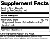 Terravita Thyroid Support - Bugleweed, Motherwort and Lemon Balm - 450 mg (100 Capsules, ZIN: 511178)