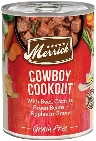 Merrick Grain Free Wet Dog Food, Premium And Wholesome Gluten Free Canned Adult Dog Food, Cowboy Cookout - (Pack of 12) 12.7 oz. Cans