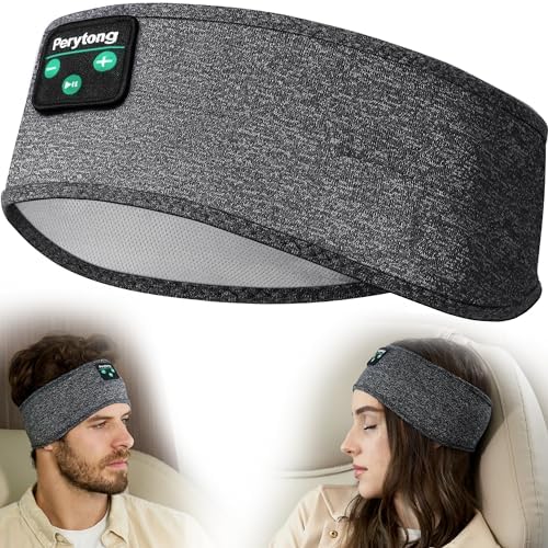 Perytong Sleep Headphones Headband - Bluetooth Sleeping Headphones for Side Sleepers - Headphones for Sleeping Comfortable Headband with Thin Speaker Microphone Gift Ideas for Women Men