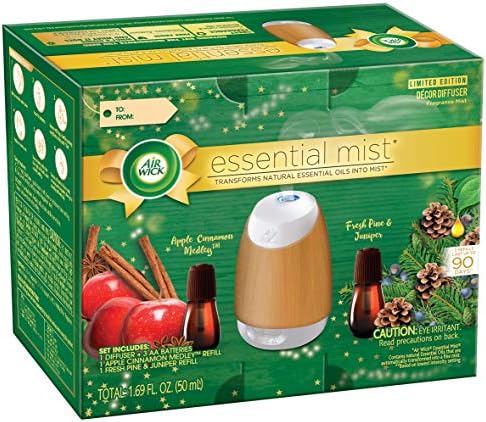 Air Wick Air Wick Essential Mist Fall Starter Kit (1 Diffuser + 2 Refills), Apple Cinnamon & Woodland Pine, 3 Count