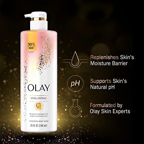 Olay Cleansing & Moisturizing Womens Body Wash 4ct with Vitamin B3 and Hyaluronic Acid 26 fl oz (Pack of 4)