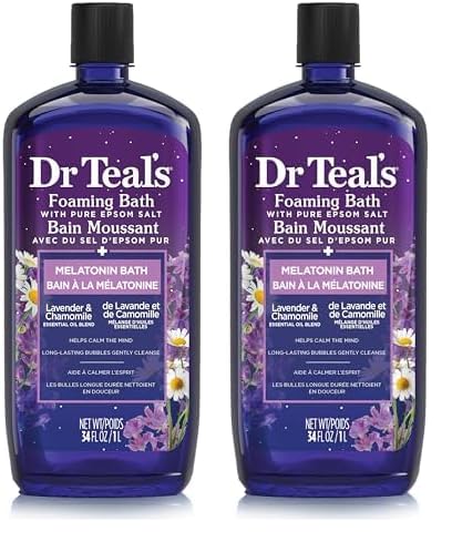 Dr Teal's Foaming Bath with Pure Epsom Salt Sleep Bath with Melatonin & Essential Oils 34 FL OZ (Pack of 2)