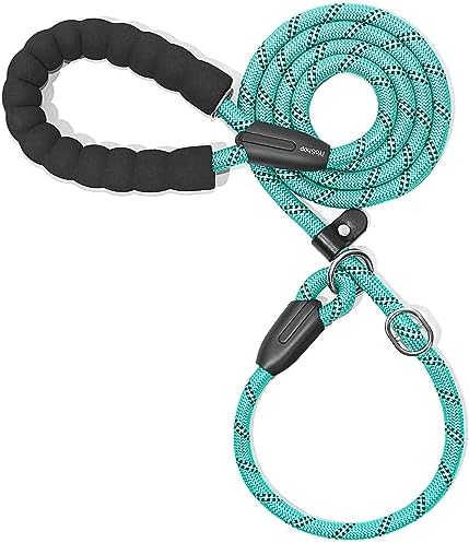 iYoShop Durable Slip Lead Dog Leash with Padded Handle and Highly Reflective Threads, No Pull Dog Training Leash, (1/2" x 6 FT, Teal)