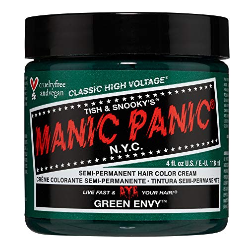 MANIC PANIC Green Envy Semi Permanent Hair Color - Cruelty Free, Vegan Classic Dark Green Hair Dye - Safe to Create & Mix Custom Shades (4oz)