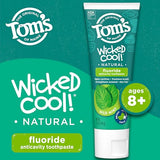 Tom's of Maine ADA Approved Wicked Cool! Fluoride Children's Toothpaste, Natural Toothpaste, Dye Free, No Artificial Preservatives, Mild Mint, 5.1 oz. 3-Pack (Packaging May Vary)