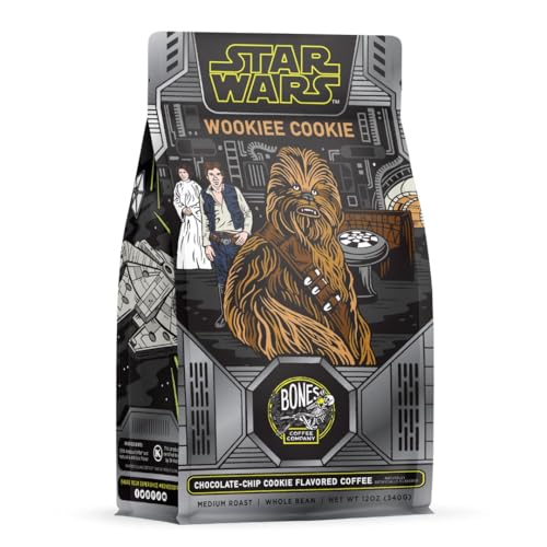 Bones Coffee Company Star Wars Wookiee Cookie Flavored Coffee Beans, Whole Bean Coffee Medium Roast Low Acid, Chocolate Chip Cookie Flavor (12 oz)