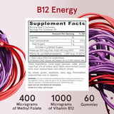 Jarrow Formulas Methyl B12 and Folic Acid Energy, Dietary Supplement, B12 Gummies for Adults, 60 Gummies, 30 Day Supply