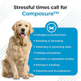 VETRISCIENCE Composure Calming Chews for Dogs - Clinically Proven Dog Anxiety Relief Supplement with Colostrum, L-Theanine & Vitamin B1 for Stress, Storms, Separation & More - 120 Peanut Butter Chews