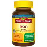 Nature Made Iron 65 mg (325 mg Ferrous Sulfate) Tablets, 365 Tablets | Vital for Red Blood Cell Formation