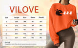 VILOVE Womens Halloween Pumpkin Sweatshirts Loose Graphic Crewneck Long Sleeve Casual Pullover Shirt Tops Gray