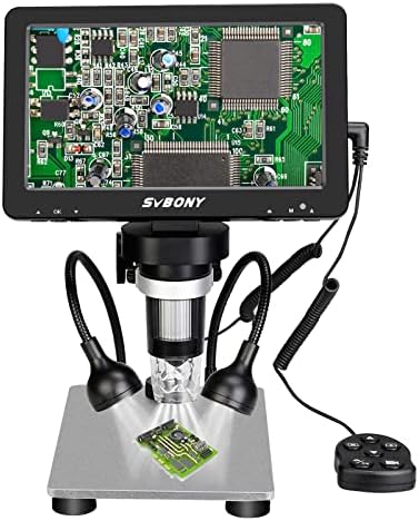 SVBONY SV604 Digital Microscope with Screen 1080p, 1200X Microscope for Soldering Electronics with Wired Remote, 7 inch Digital Microscope for Coins, Compatible with Windows and Mac OS