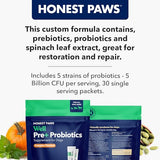 Honest Paws Probiotics for Dogs - Dog Digestion Gut Health Probiotic Powder with Prebiotic Made in The USA, Digestive and Immune Support - Digestive Enzymes with Pumpkin Flavor (30 Sticks)