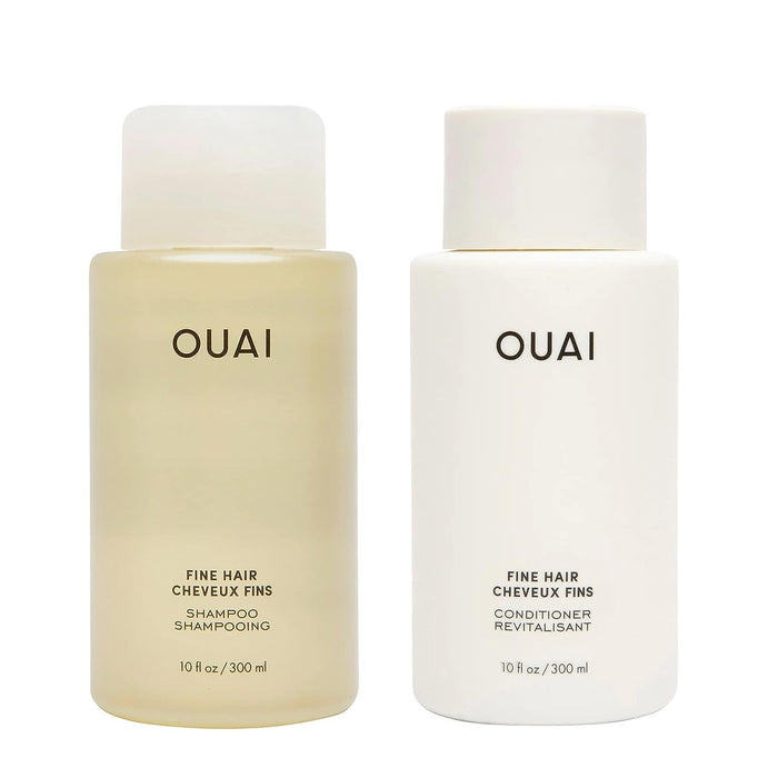 OUAI Fine Shampoo and Conditioner Set - Sulfate Free Shampoo and Conditioner for Fine Hair - Made with Keratin, Marshmallow Root, Shea Butter & Avocado Oil - Free of Parabens & Phthalates (10 Fl Oz)