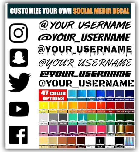 VulgrCo Custom Social Media Stickers, Personalized Instagram,YouTube, Facebook, Twitter, X, and More, Custom Car Sticker, Durable Vinyl Username Tag Stickers for Cars