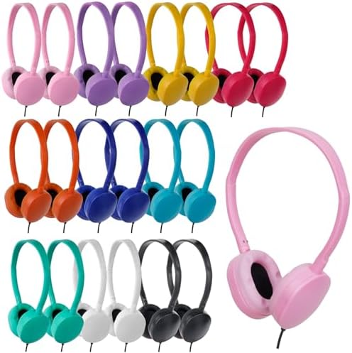 Kids Bulk Headphones for Classroom School Wired Classroom Headphones for Kids Student Children Teens Boys Girls 3.5mm Jack (30 Pack Mixed Color)