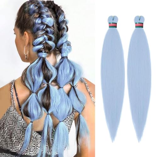 Baby Blue Pre stretched Braiding Hair 2 Packs Pre feathered Braid Hair Extensions 18 Inches Hair Braids
