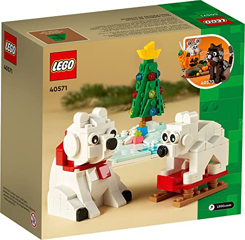 LEGO Wintertime Polar Bears 40571 Christmas Décor Building Kit, Polar Bear Gift, Great Stocking Stuffer for Kids, Features a Christmas Tree Toy and Two Polar Bear Toys