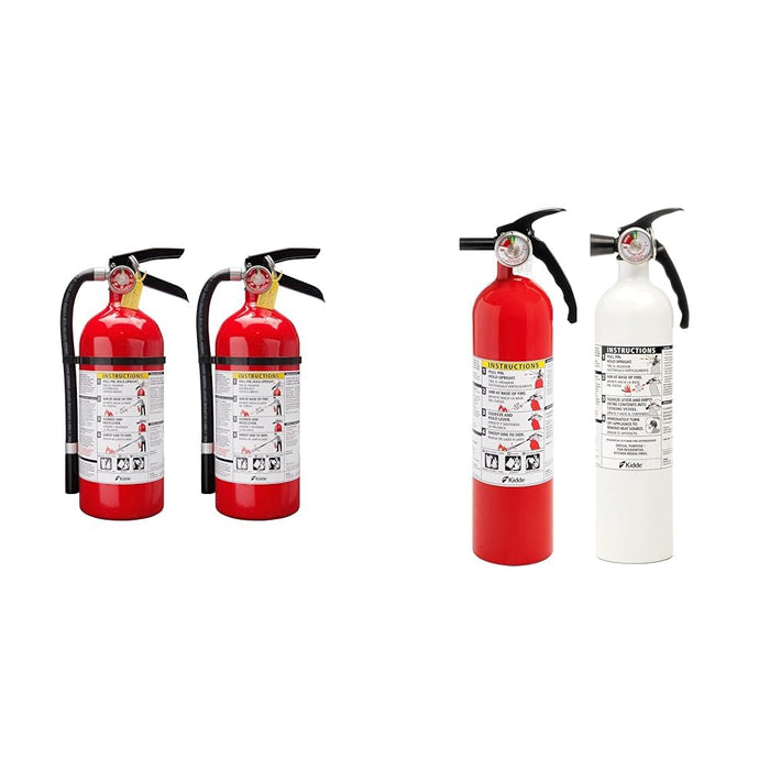 Kidde Pro 210 2A:10-B:C Fire Extinguisher, Rechargeable, Multi-Purpose for Home & Office, 4 lbs & Kitchen Fire Extinguishers for Home & Office Use, 2 Pack One 1-A:10-B:C and One Specialty Kit