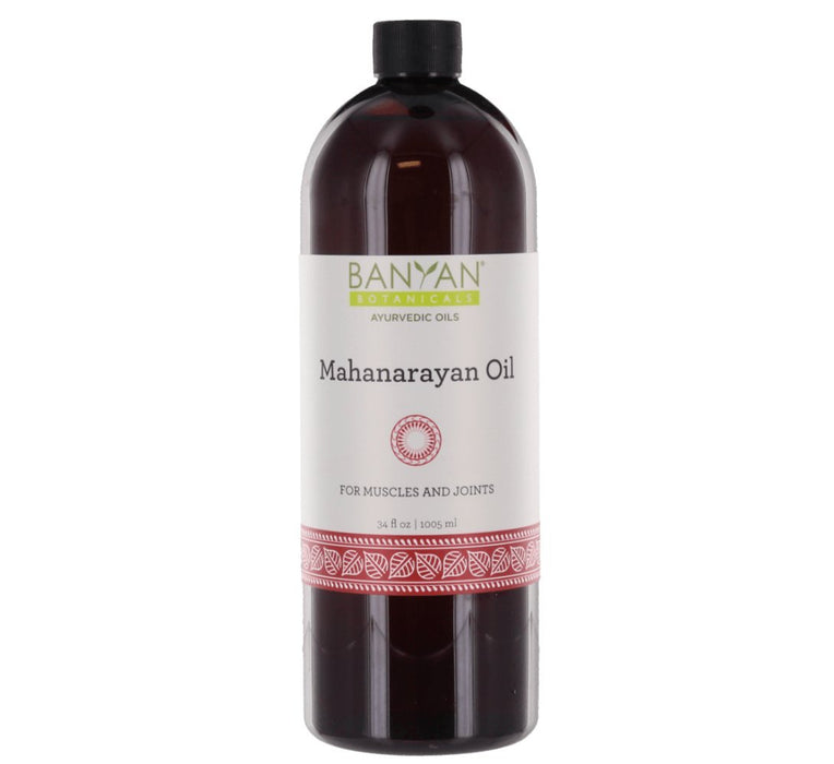 Banyan Botanicals Mahanarayan Oil – 99% Organic Ayurvedic Massage Oil – Soothes Sore Muscles, Supports Healthy and Comfortable Joints, Tendons & Muscles* – 34oz. – Non GMO Sustainably Sourced Vegan