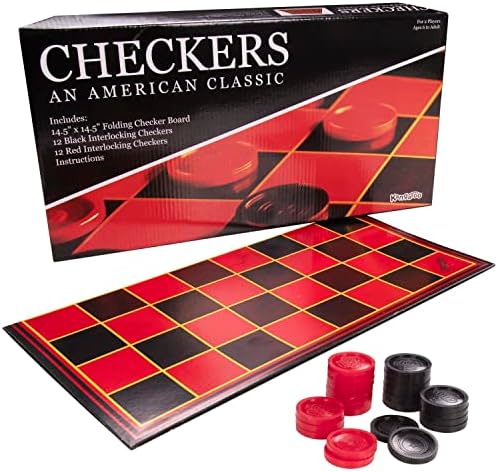 Kangaroo - Multiplayers Mind Blowing Strategy Board Game - Portable Educational Travel Paper Checkers - Includes Large Board w/ 24 Checkers (12 Red and 12- Black) 15x15 Inches