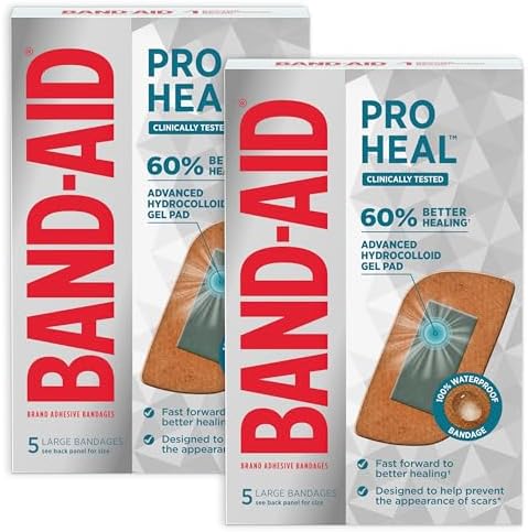 Band-Aid Brand Pro Heal Adhesive Bandages with Hydrocolloid Gel Pads, Large Clinically Tested Waterproof Bandages for Better Healing of Minor Wounds, Sterile First Aid Bandages, 2 Pack
