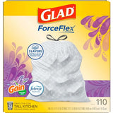 Glad ForceFlex Tall Kitchen Trash Bags, 13 Gal, Gain Lavender with Febreze, 110 Ct (Pack May Vary)