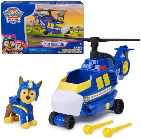 Paw Patrol: Air Rescue Chase Action Figure & Hero Helicopter Toy with Projectile Launcher & 2 Projectiles, Kids Toys for Boys & Girls Ages 3+