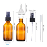 LUFEVRM 60ml Amber Glass Spray Bottles,Empty Small Refillable Reusable Travel Fine Mist Spray Bottles for Hair,Cleaning,Aromatherapy and Essential Oil with Extra Mist Sprayer(2 Pack)