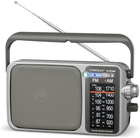 AM FM Radio with Best Reception,Bluetooth Portable AM FM Transistor,Battery Operated Radio or AC Power,Large Dial,Headphone Jack, Gifts for Seniors Elderly