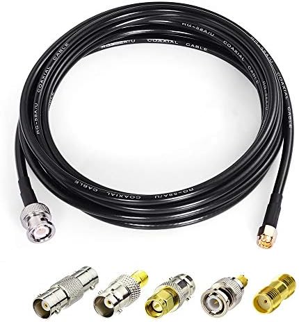 SUPERBAT SMA Male to BNC Male Cable 10ft + 5pcs RF Coax Adapter Kit SMA to BNC Cable SMA BNC Adapter Cable Kit for Scanner Antennas/Wireless LAN Devices/Wi-Fi Radios External Antenna etc