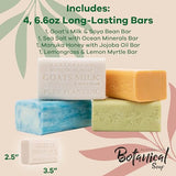 Australian Botanical Soap, Pure Plant Oil Soaps, 6.6 oz. Bars, Goats Milk with Soya Bean Oil, Sea Salt with Ocean Minerals, Lemongrass & Lemon Myrtle, Manuka Honey - 4 Count