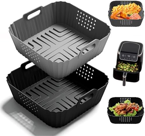 HOMELYLIFE Silicone Liners for Ninja AF141 5QT & AF181 6.5QT, Replacement Baking Square Liners for 5-6.5QT Air Fryers, 2 Pcs