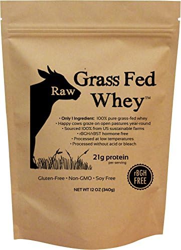 Raw Grass Fed Whey Protein Powder, Happy Healthy Cows, Undenatured, GMO-Free, Hormone Free, Gluten Free, Unflavored, Unsweetened, 12 OZ