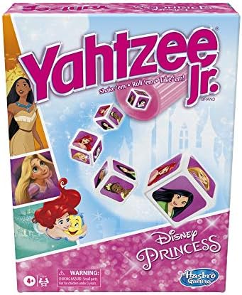 Hasbro Gaming Yahtzee Jr. Disney Princess Edition Dice Game | Kids Counting & Matching Games for Preschoolers | 2-4 Players | Easter Gifts for Girls & Boys | Ages 4+ (Amazon Exclusive)