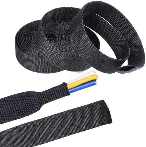 2 in 1 Heat Shrink Braided Sleeving Fabric Tubing-Perfectly fit Irregular Shape Hose/Cable/Wire (1/2"(12mm), 40FT)