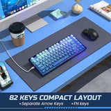 RisoPhy 60 Percent Keyboard, 82 Keys Hot Swappable Mechanical Gaming Keyboard, Linear Silent Red Switches, Blue PBT Keycaps, Compact Mini RGB Backlit Wired Creamy Keyboard, Pro Driver Supported