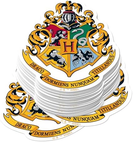 Harry Potter Hogwarts Crest 50ct Vinyl Large Deluxe Sticker Pack Stacked – Stickers for Laptops, Water Bottles, Scrapbooking, Skateboards, Indoor/Outdoor – Officially Licensed