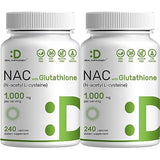 2-Pack NAC Supplement – 1000mg Per Serving with Reduced Glutathione – 480 Capsules – Non-GMO & High-Quality Formula