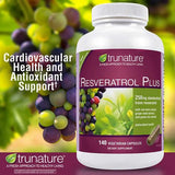 TruNature Resveratrol Plus, 250 Milligram Standardized Trans-Resveratrol 140 Vegetarian Capsules