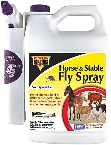 REVENGE Horse & Stable Fly Spray, 128 oz Ready-to-Use with Power Sprayer, Long Lasting Flea and Tick Control