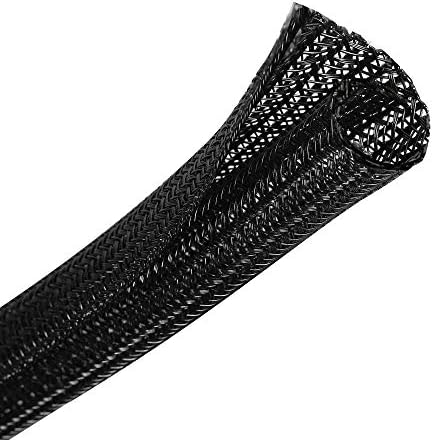 CrocSee 25ft - 1/4 inch Braided Cable Management Sleeve Cord Protector - Self-Wrapping Split Wire Loom for TV/Computer/Home Theater/Engine Bay - Black