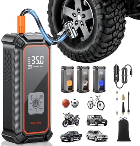 OlarHike Cordless Tire Inflator Portable Air Compressor, Dual Mode Inflation, 5400mAh Auto Air Pump for Car Tires, Motorcycle, Bicycle, Smart Electric Pump with LED Light & Digital Pressure Gauge