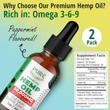 Organic Hemp Seed Oil (3 Oz), Peppermint Flavor, High Potency 30,000 mg - Natural Pain Relief, Helps Sleep, Relaxation & Mood, Transparent Hemp Oil Dosage, Non-Habit Forming - Non-GMO, Vegan