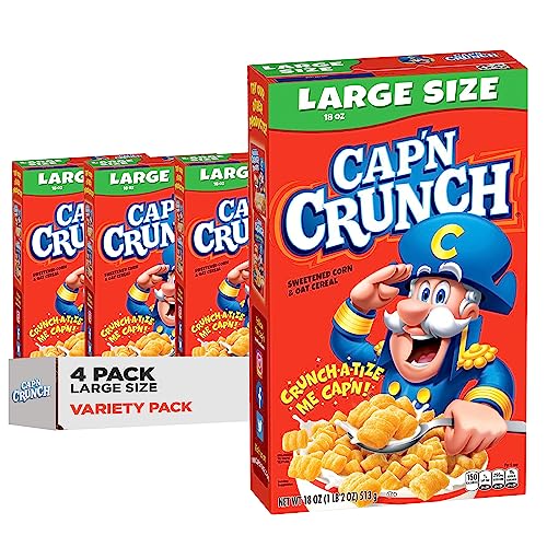 Cap’n Crunch Cereal, Original, Boxes, 18 Oz, Pack of 4