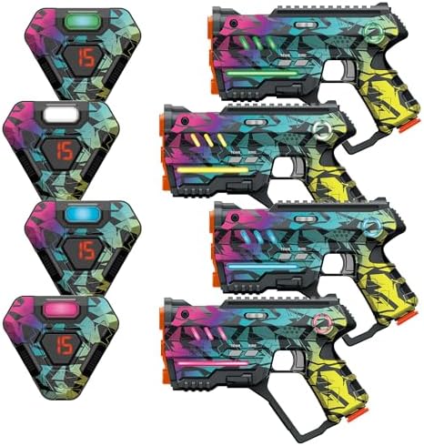 Laser Tag Set of 4, Lazer Tag Game for Kids Indoor & Outdoor Play, Gift Ideas for Kids Teens and Adults, Cool Toys for Teenage Ages 8 9 10 11 12+Year Old Boy & Girls