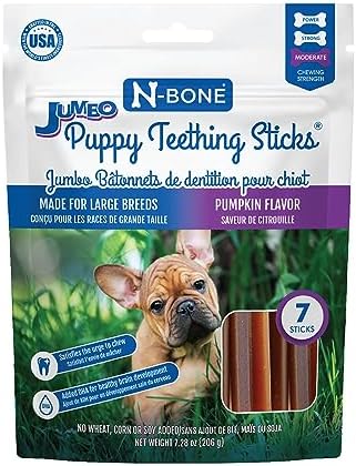 N-Bone Jumbo Puppy Teething Sticks Pumpkin Flavor Dog Treats, 7 Count 7.28-oz Bag