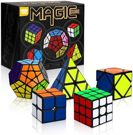 STEAM Life Speed Cube Set 5 Pack Magic Cube, Includes Speed Cubes 3x3, 2x2 S, Pyramid Cube, Megaminx Cube Puzzle Cube Bundle for Kids & Adults, Stocking Stuffers for Boys